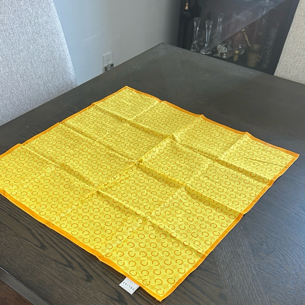 Celine Vintage Silk Monogrammed Scarf 22x22 approx